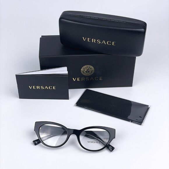 NEW Versace VE3282 GB1 Black Cat Eye Women Eyeglasses - Picture 8 of 12